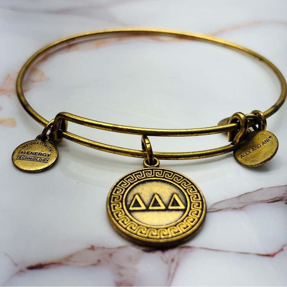 Alex and Ani Gold Delta Deltas Delta Triple Charm Bracelet 2016